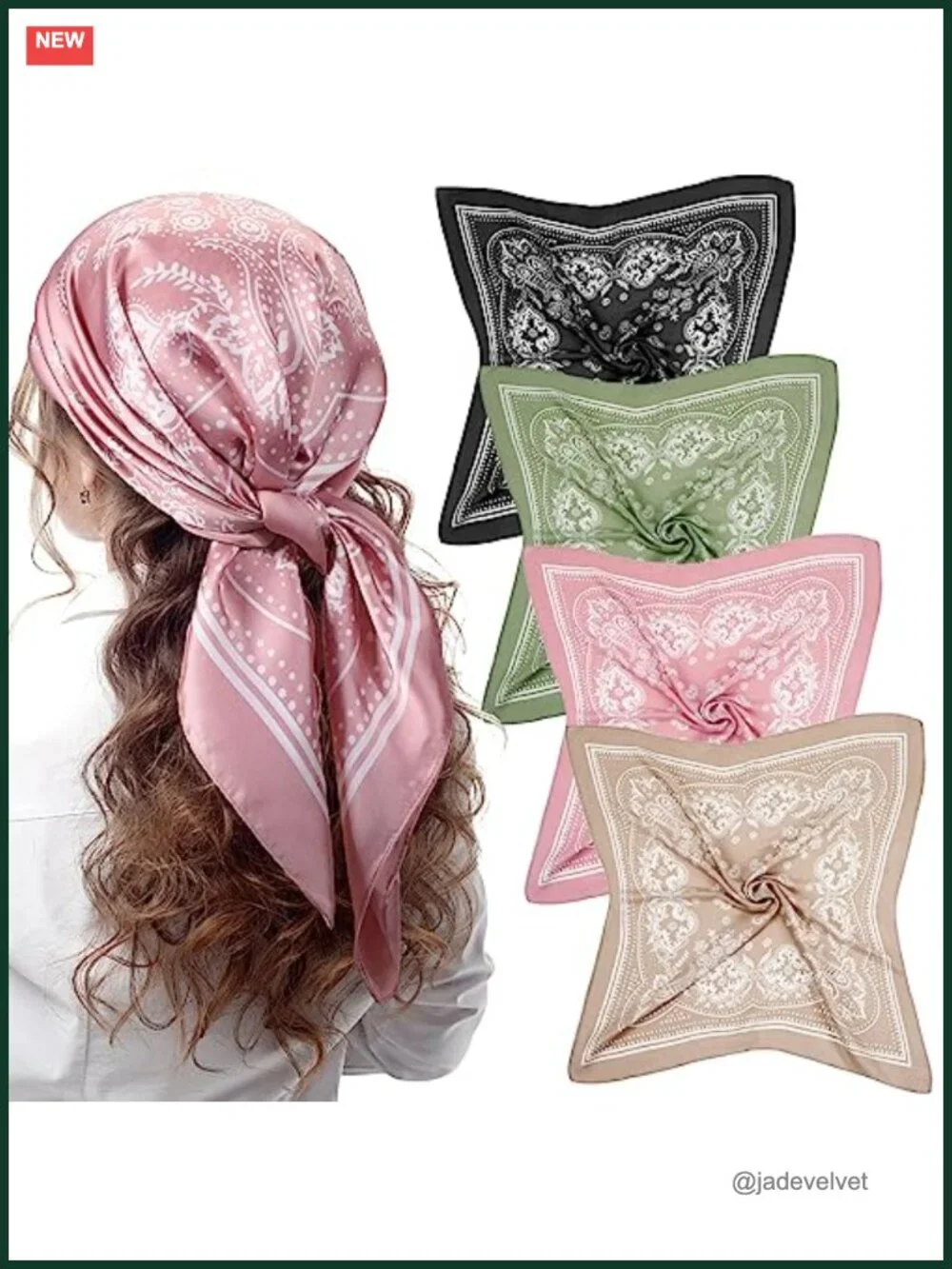 4 Pack Square Satin Head Scarves 27x27 Polyester Hair Scarf Neck Scarf